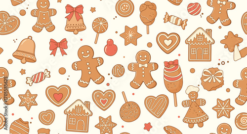 Gingerbread Cookies and Christmas Sweets Pattern.