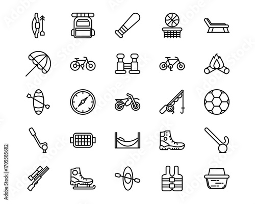 Outdoor Fun Line Vector Icons
