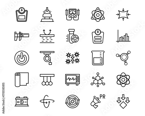 Physics Line Vector Icons