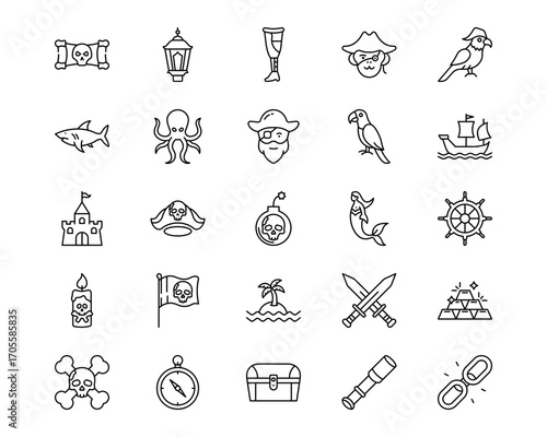 Pirate Line Vector Icons