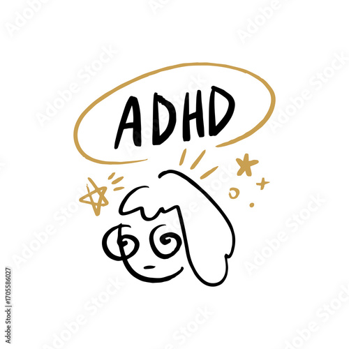 ADHD Illustration doodle style attention deficit hyperactivity disorder vector clipart