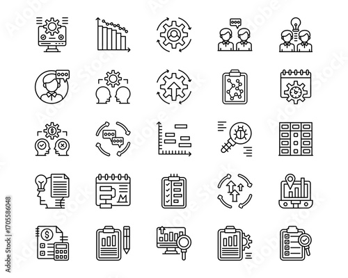 Project Assesment Line Vector Icons