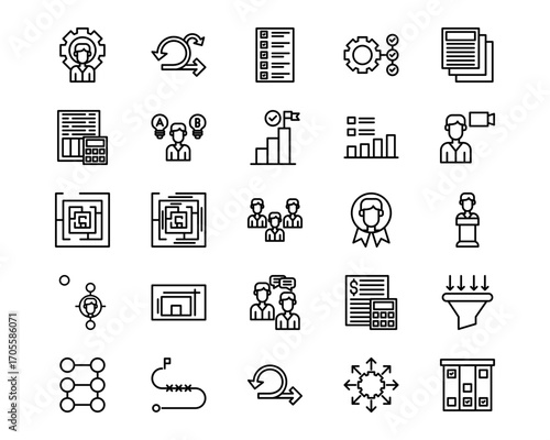 Project Management Line Vector Icons