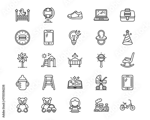 Raising Children Line Vector Icons