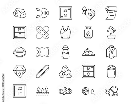 Raw Metrial Line Vector Icons