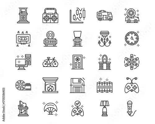 Retro Line Vector Icons