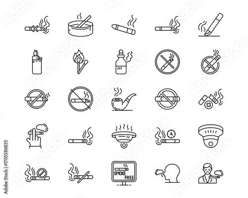 Smoking Line Vector Icons