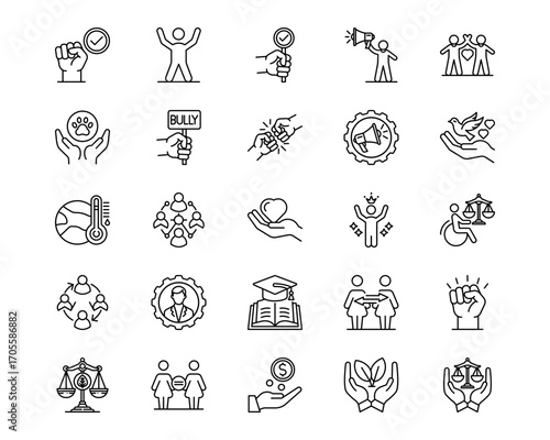 Social Justice Line Vector Icons