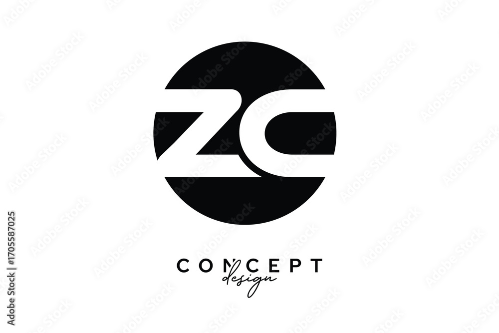 Naklejka premium ZC Creative Negative Space Circle Monogram Logo Design