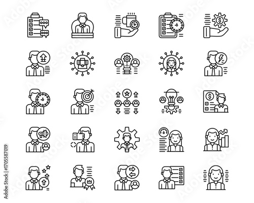 Staff Management Line Vector Icons