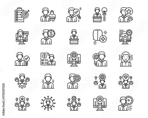 Staff Management Line Vector Icons
