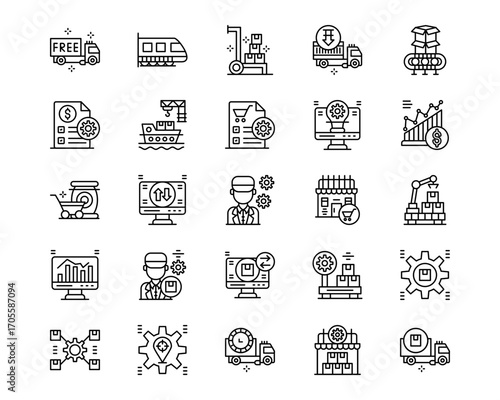 Supply Chain Line Vector Icons