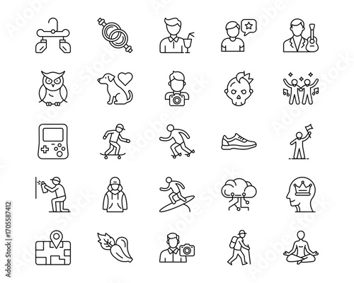 Urban Tribes Line Vector Icons