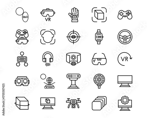 Virtual Reality Line Vector Icons