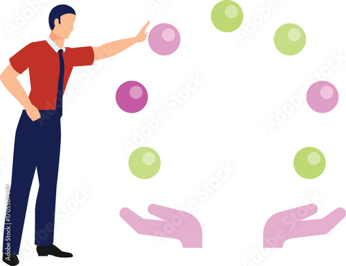 Boy is juggling with balls