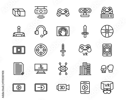 Virtual Reality Line Vector Icons
