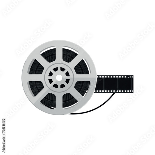Vintage Film Reel with Unspooling Strip.