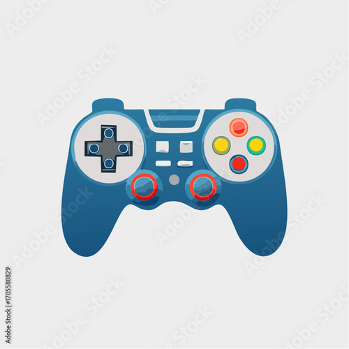 Vibrant Blue Gaming Controller Isolated on a Light Grey Background for Digital Usage
