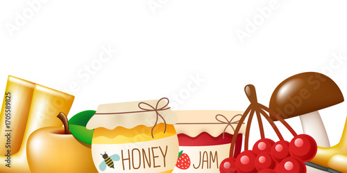 Autumn seamless border. Autumn background. Vector illustration.
