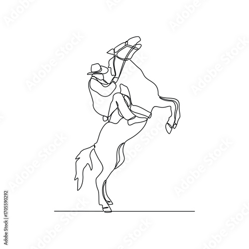 One continuous line drawing of Equestrian activity vector illustration. Equestrian themes illustration in linear style vector concept. Great design for social campaign and animal business purpose.