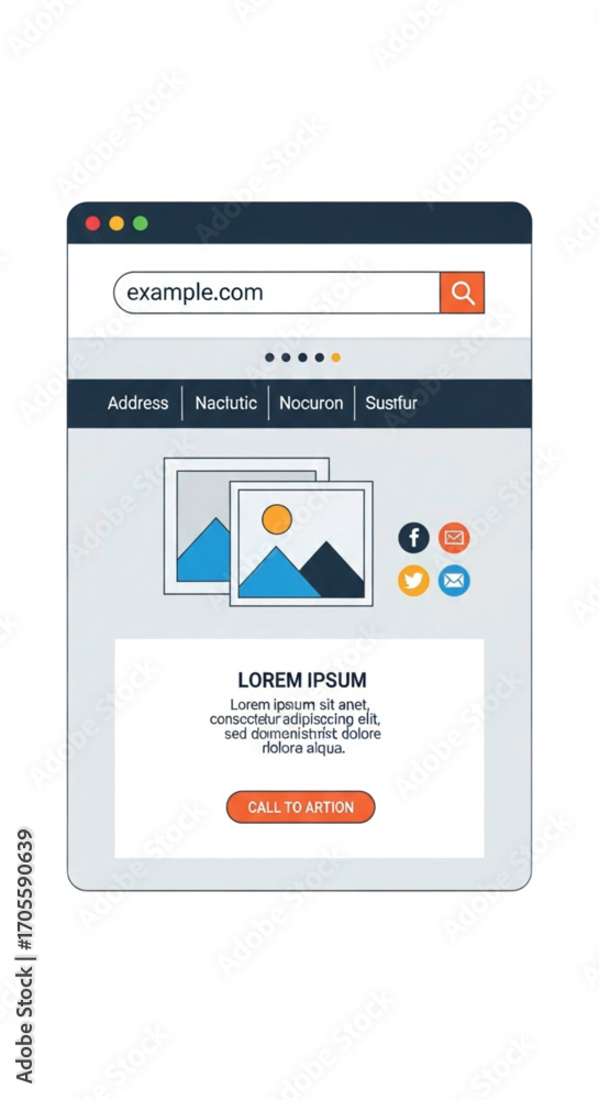 Naklejka premium Website Interface Design Mockup with Content Placeholders.