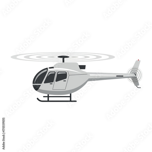 White Helicopter Flying in the Sky.