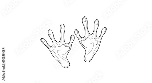 Dinosaur Footprints Illustration Black and White.