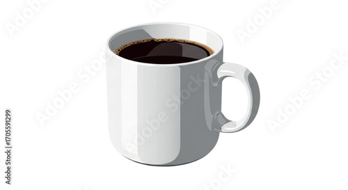 White Mug Filled With Hot Black Coffee.