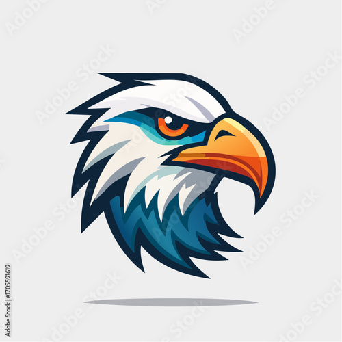 Vibrant illustration of an eagle head, suitable for branding and design applications