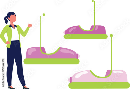 Girl presenting kids ride car