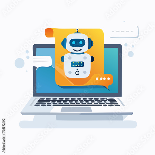 White And Blue Chatbot On Laptop Screen
