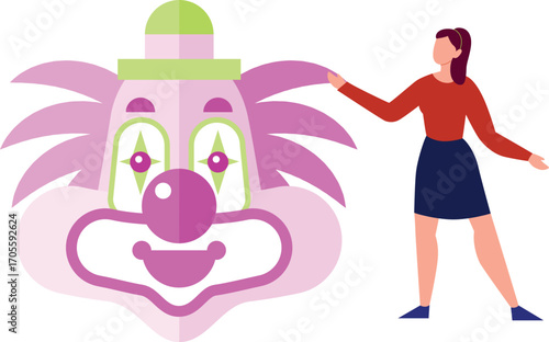 Girl presents clown face mask
