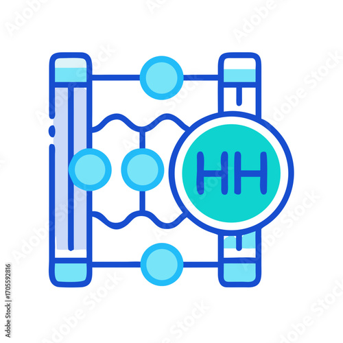 Illustration of a connected structure hh on transparent background