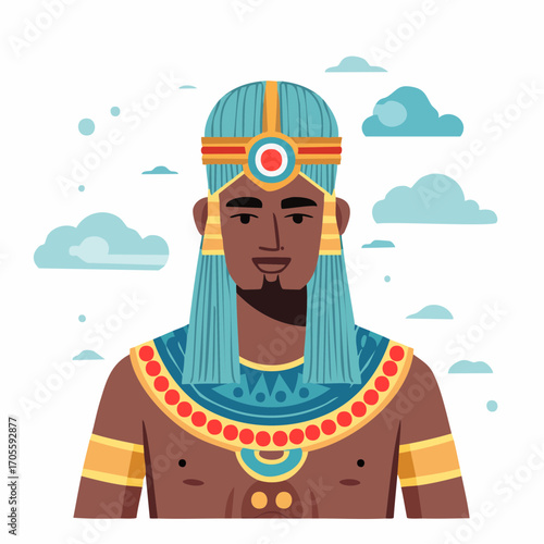 Smiling Pharaoh Portrait Against Cloudy Sky