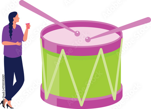 girl with drum sticks