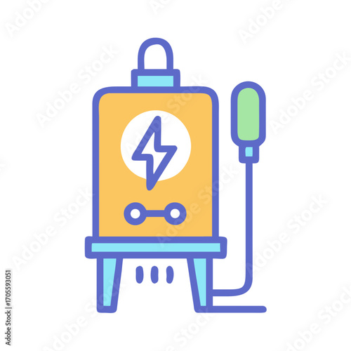 Illustration of a colorful water heater on transparent background