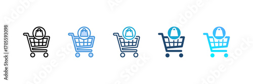 Shopping Cart icon set multiple style collection
