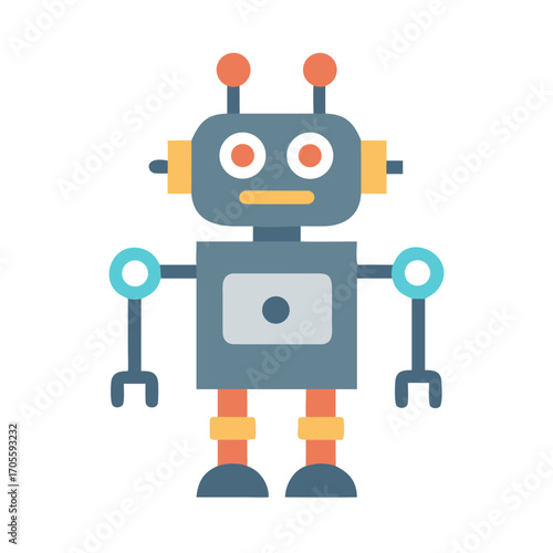 Illustration of a simplistic robot design on transparent background
