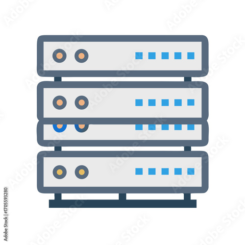 Illustration of a server rack equipment on transparent background
