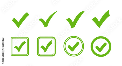 Green Checkmark Icons Collection of Tick Marks for Approval, Confirmation, and Success
