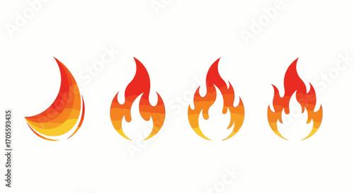 Fiery Flame Icons  A Set of Four Vivid Fire Symbols for Design