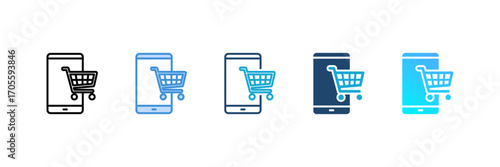 Online Shopping icon set multiple style collection