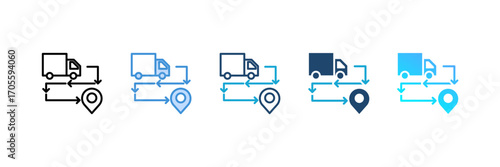 Delivery Route icon set multiple style collection