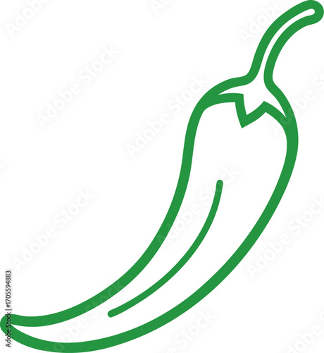 Green chili outline icon vector on white background 