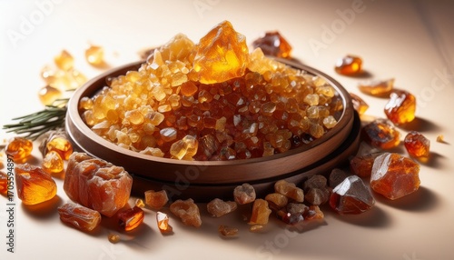 Beautiful Arrangement Of Premium Benzoin Resin Showing Natural Crystalline Texture And Amber Colors Perfect For Handcrafted Spiritual Products And Botanical Healing