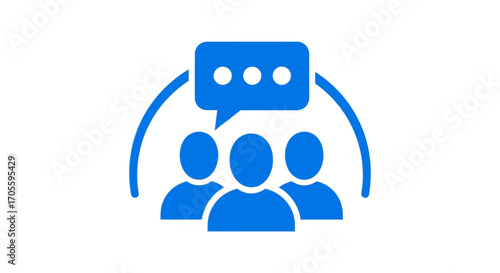 Three people communicating, group discussion, communication concept.