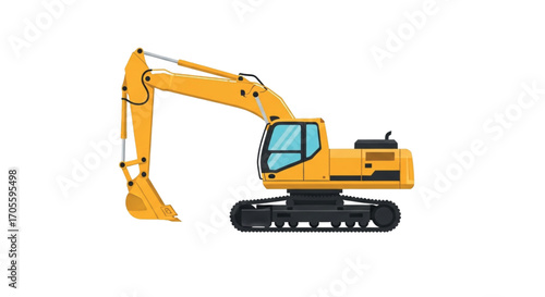 Yellow Excavator Construction Vehicle Machine.