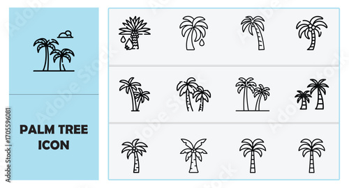 Palm tree icon. This icon representing nature, tropical island, beach, summer vacation, or holiday theme.