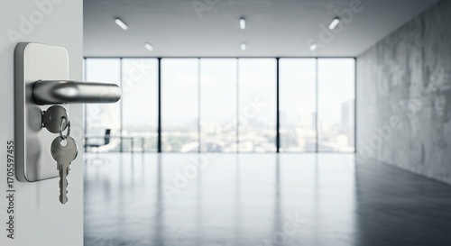 New business venture with office keys in a city with a natural background; ai-creation-2025-09-15T10-51-15-780Z