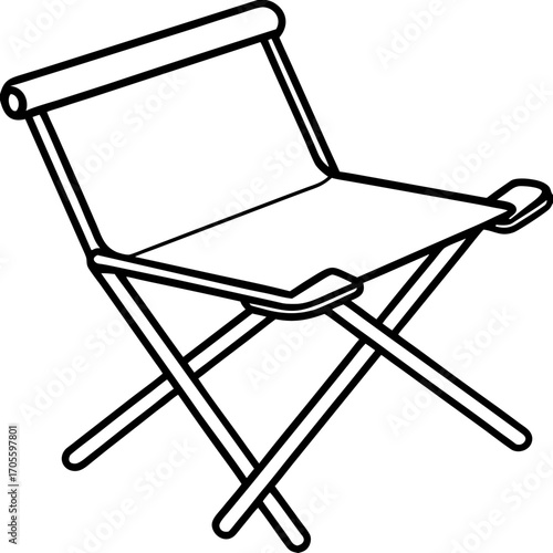 Camp Chair Line Vector